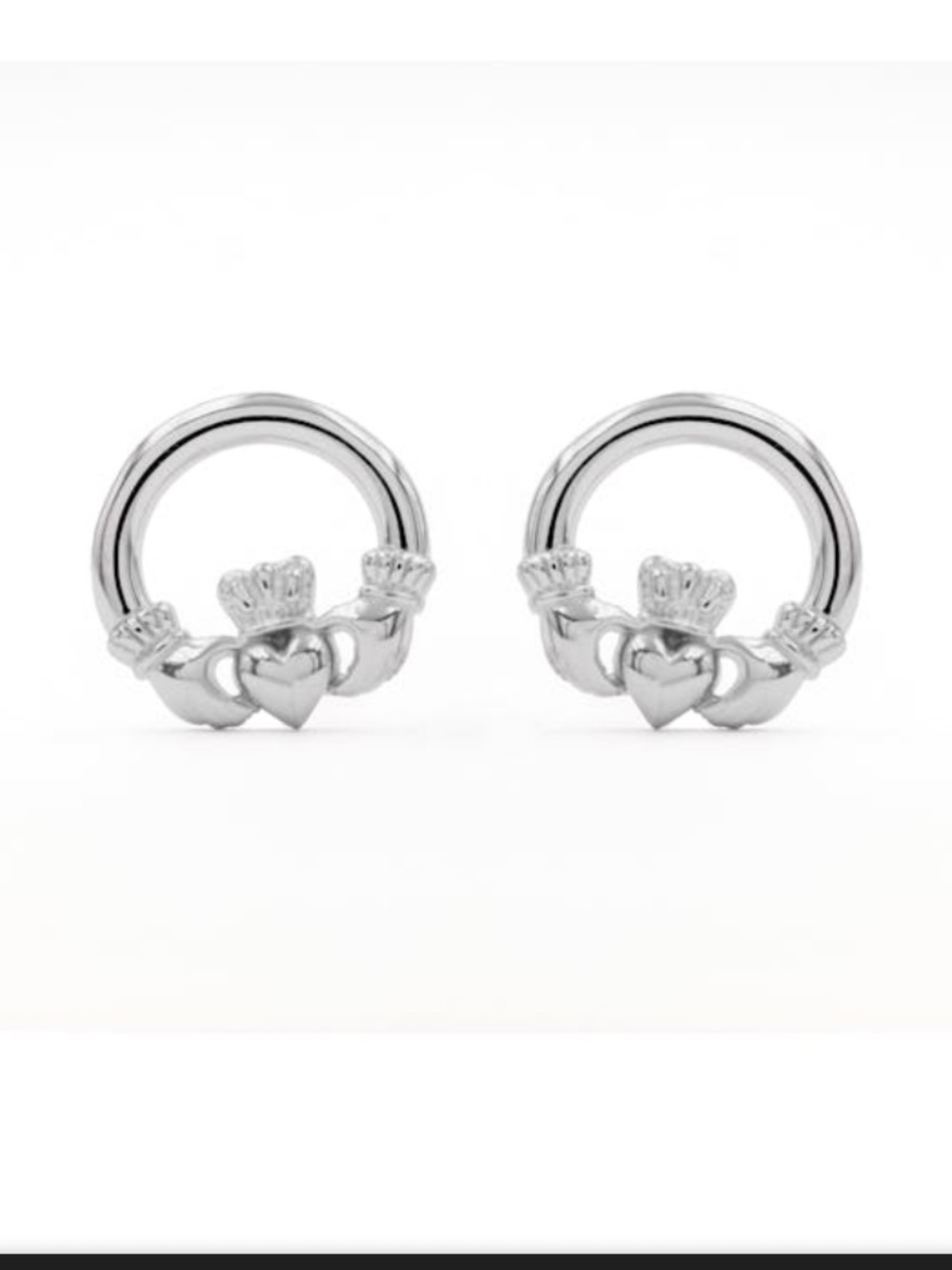 Solvar Sterling Silver Claddagh Stud Earrings